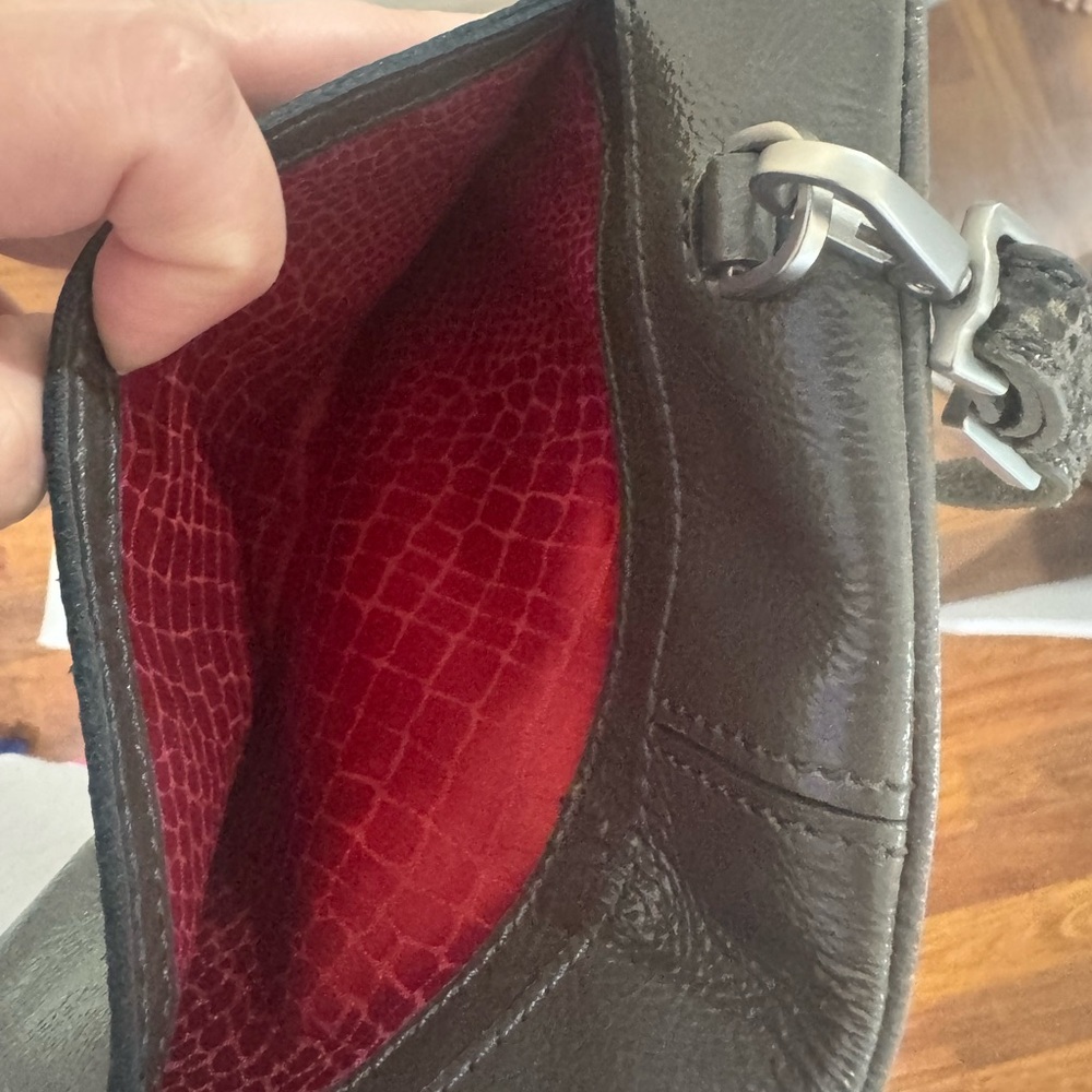 Hammitt Mini Crossbody in Dark Gray/snake skin strap with nickel accents. - Picture 2 of 5